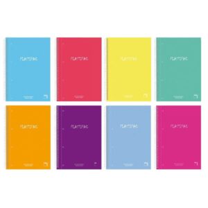Cuadernos Espiral PACSA Plastipac Microperforado, Din-A4 100H Tapa Plástico Cuadros 5 mm, Pack x4